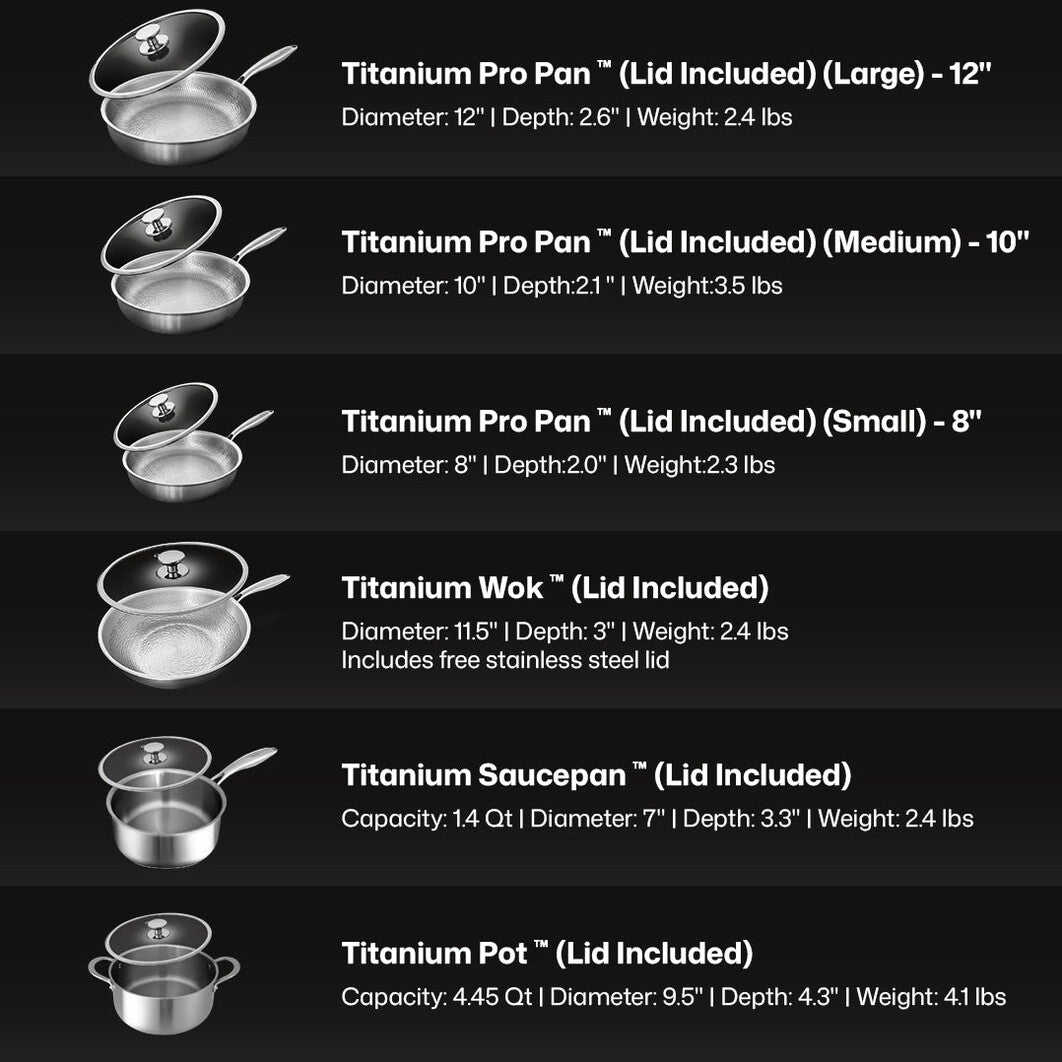 12-Piece Pure Titanium Cookware Set