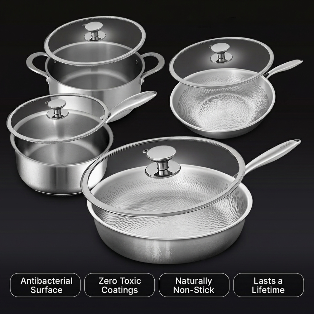 8-Piece Pure Titanium Cookware Set